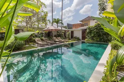 an image of a swimming pool in a villa at Villa Budha 2 4bedrs 12m Pool, 700m2 garden&BBQ, central & quiet in Seminyak
