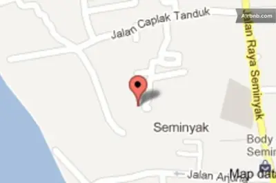 a map with a red spot on it at Seminyak Beach Bungalow Studio #2 with Private Pool in Seminyak