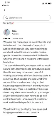 a screenshot of a text message on a cell phone at VILLA HAWILA 2BR OBEROI SEMINYAK PRIME LOCATION - No FLOOD in Seminyak