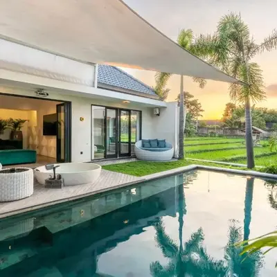 Rice field View with Sauna Projector and Jacuzzi Unique design