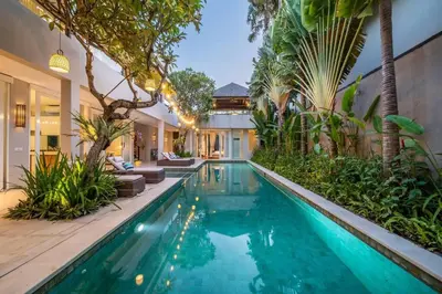an image of a swimming pool in a villa at Villa Sunsara 2 - Spacious 4-Bedroom Haven next to Berawa Beach in Canggu