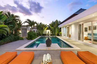 a swimming pool in the backyard of a villa at Wonderful 4Br Villa in Seminyak in Seminyak