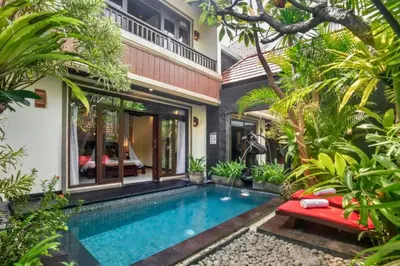 a pool in the backyard of a villa at Bramanty 2 BR Private Pool Villa in Seminyak