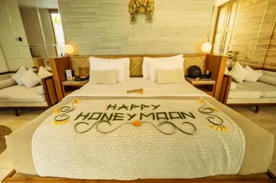 a bed with a happy new year written on it at Entire 1 BR Villa With Private Pool in Seminyak