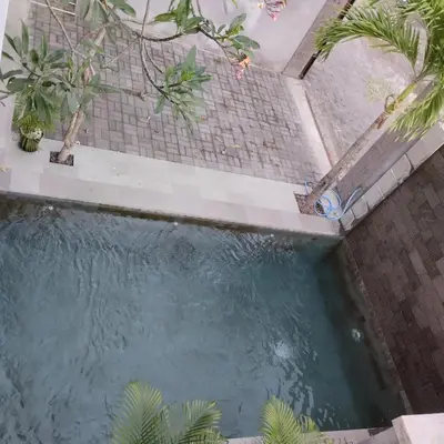 an overhead view of a swimming pool with plants at Jimbaran Beauteous Villa in Jimbaran