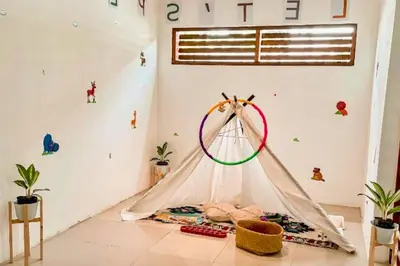 a childs room with a teepee in the corner at Spacious 2 BR Private Pool Villa ZN108 in Seminyak