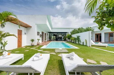 an image of a backyard with a swimming pool at Villa Wamwui by DreamAwayBali in Seminyak