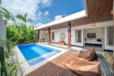 an image of a villa with a swimming pool at Villa Thyme, secluded 2 bedroom pool Villa, 2 minutes walking to cafe in Canggu