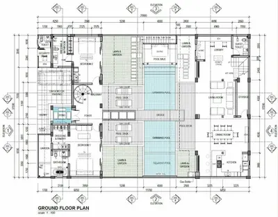 a floor plan of a building with drawings at Villa True Colors in Legian