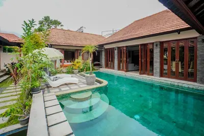 an image of a swimming pool in a villa at Villa Di Bucu, Canggu in Canggu