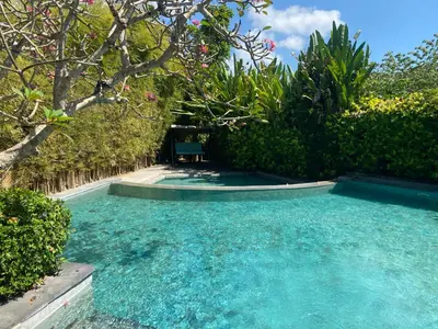 a swimming pool in the middle of a garden at Paradise Haven in Nusa Dua in Nusa Dua