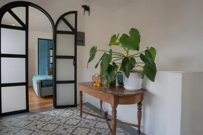 a potted plant sitting on a table in a room at Villa Rhapsody Seminyak in Seminyak