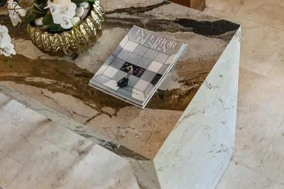 a marble table with a drawer on top of it at Luxurious Arakana Villa with Pool in Jimbaran