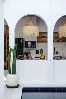 a kitchen with a cactus sitting on a counter at T&J6 - Gorgeous 1BR pool villa, walk to beach! in Umalas