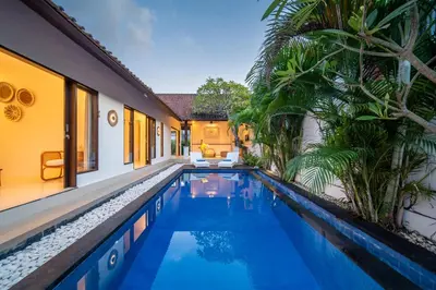an image of a swimming pool in a villa at Free pick-up Balinese style tropical private pool villa with 2 bedrooms in Seminyak