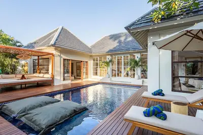 a swimming pool in the backyard of a villa at Villa Dalon by Optimum Bali Villas in Seminyak