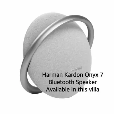 a silver ring with the words haman karachi owl bluetooth speaker available at Bens Mertanadi Villa Two-Bedroom with Private Pool Kuta in Seminyak