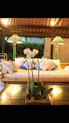 a room with two beds with pillows at Large Private Villa, central Seminyak, Bali in Seminyak