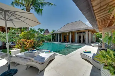 an image of a swimming pool in a villa at Kudus Boutique Estate in Canggu 100m to Beach in Canggu