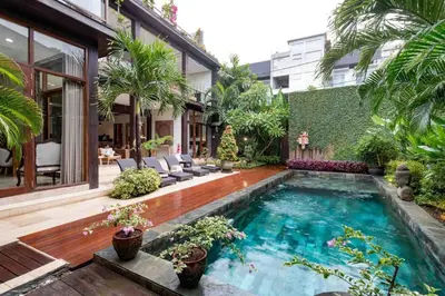 a pool in the backyard of a house at Villa Eden - Seminyak in Seminyak