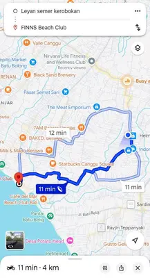 a screenshot of a map of the berlin beach club at Villa Leyan 1 Semer - Between Seminyak & Canggu in Seminyak