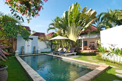 a pool in the backyard of a villa at COZY 2 BR Villa Private POOL walk to the beach in Badung