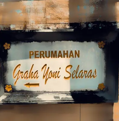 a sign that reads peruvian gaciota work salinas at Villa Yoni in Bali in Pesanggaran