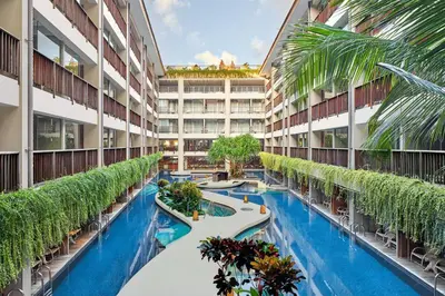 an internal view of the courtyard of a building at Four Points by Sheraton Bali, Kuta in Kuta