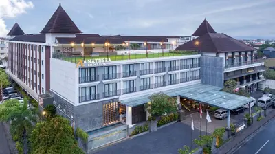an overhead view of a hotel with a building at Anathera Resort Kuta Bali Airport in Kuta