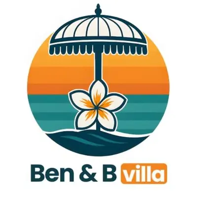 a logo for a beach umbrella in the water at Ben & B villa in Kerobokan