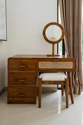 a desk with a chair and a mirror on it at Queen Villa D1 by Betterplace in Seminyak