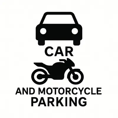 a sign for a car and motorcycle parking at Room in Guest House near Kuta Beach Bali in Pesanggaran