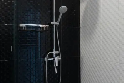 a shower with a blow dryer in a bathroom at NEW! Queen Villa - 2BR Villa in Seminyak in Seminyak