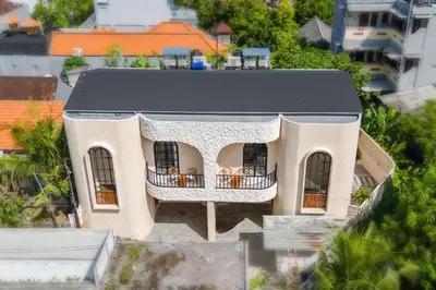 an aerial view of a house with a balcony at Villa Santa Clara by Pertama Management in Seminyak