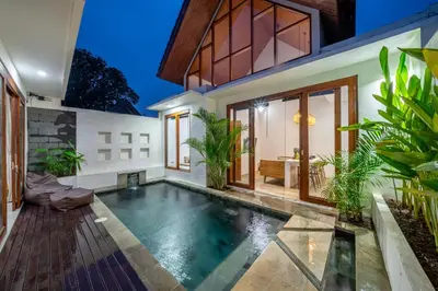 a swimming pool in the backyard of a house at A26 - Private Pool Villa in Seminyak in Seminyak