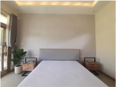a bedroom with a large bed in a room at Villa Rova in Kerobokan
