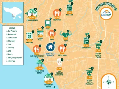 a map of the city of chicago with the locations of parks at Serayu Berawa by Bukit Vista in Canggu