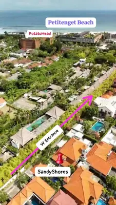 a map of a city with descriptions of houses at Sandy Shores Bali in Seminyak