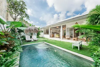 a swimming pool in the backyard of a villa at Villa Anna Lou 1BR Boho Escape in Seminyak in Seminyak