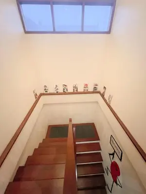 a staircase in a building with a skylight at Ohara Hideway 3BR Japanese Vibes Villa in Kerobokan Seminyak Bali in Seminyak