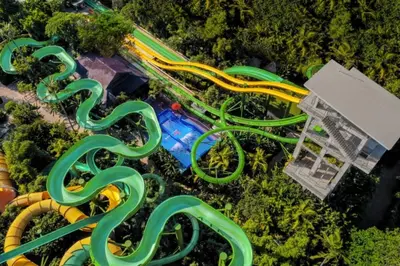 an overhead view of a water park with a roller coaster at ABI Hotel3 - 1 minute to the Beach and 1 second to the Mall in Ngurah Rai International Airport