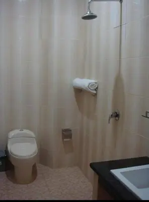 a bathroom with a toilet and a sink at Mutiara Mansion Aparthotel in Seminyak