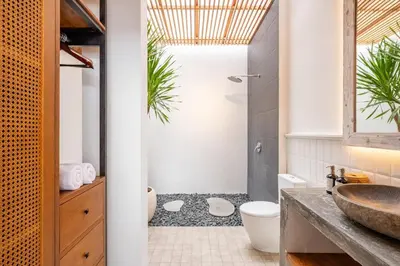a bathroom with a sink and a toilet at 2BR Villa in Canggu, Villa Sejiwa 3 in Canggu