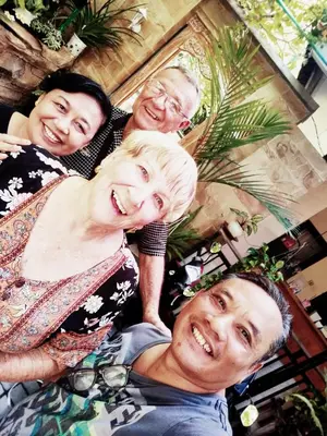 a group of people posing for a picture at Pujihouse One in Legian