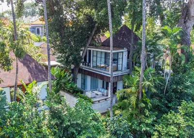 an aerial view of a house in the trees at Luxury with A Soul - Martini 2 1BR Villa Reimagined in Kerobokan
