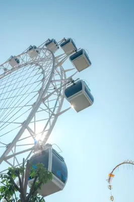 a ferris wheel with three seats and a tree at The Wheel Bali in Canggu
