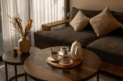 a living room with a coffee table and a couch at A Better Villa 3BR Seminyak 5min Beach Bintang in Seminyak