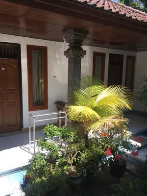 a house with a palm tree in front of it at Nadialit in Seminyak