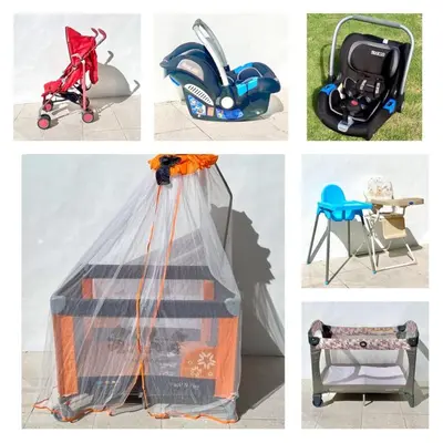 a collage of pictures showing different types of baby equipment at Villa EMMA | heart of Seminyak | 350m Beach in Seminyak