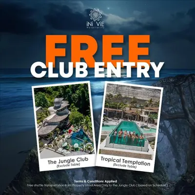 a magazine cover for a free club entry at Sana Vie Villa Seminyak by Ini Vie Hospitality in Seminyak